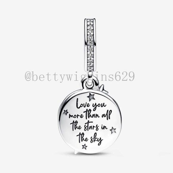 Pandora Two-tone Shooting Star Double Dangle Charm - Picture 2 of 3